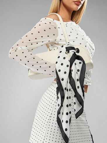 XuoAz 35 Inch 50s Polka Dot Head Scarf for Women Silky Retro Hair Neck Scarf Wrap Large Lightweight Bandana in Kuwait