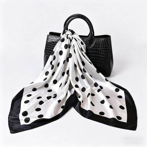 XuoAz 35 Inch 50s Polka Dot Head Scarf for Women Silky Retro Hair Neck Scarf Wrap Large Lightweight Bandana in Kuwait