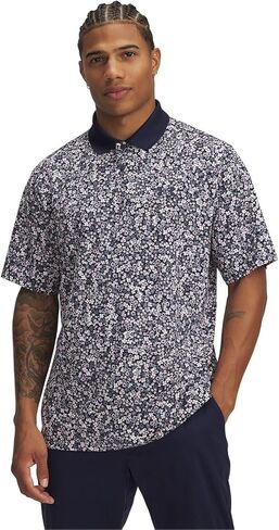 Under Armour Mens Matchplay Printed Golf Polo Midnight Navy/Downpour Gray/Midnight Navy Medium in Kuwait