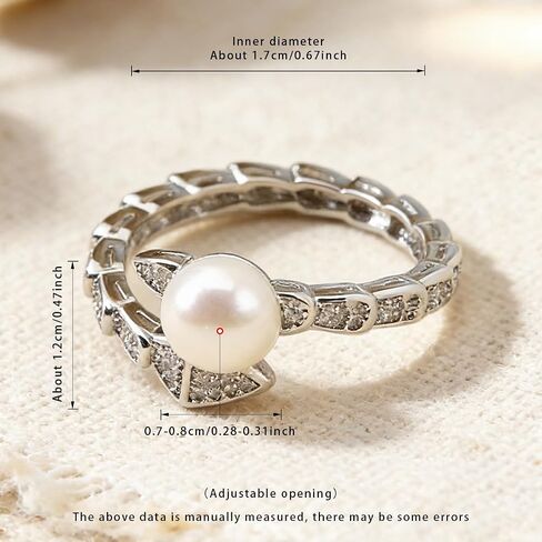 Single Pearl & Pave CZ Bypass Ring, AAA+ Freshwater Pearl, 18K Gold Plated Hypoallergenic Adjustable Ring, Gift Box for Women Wedding & Holiday in Kuwait