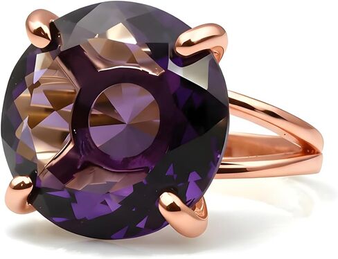 14k Gold Rings for Women - Large Amethyst Jewelry Ring in Rose Gold - Fashion Jewelry for Her - Birthdays, Anniversaries, Prom, Wedding - with Fancy Box Included in Kuwait