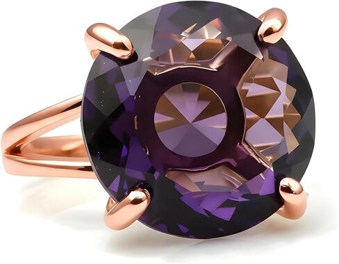 14k Gold Rings for Women - Large Amethyst Jewelry Ring in Rose Gold - Fashion Jewelry for Her - Birthdays, Anniversaries, Prom, Wedding - with Fancy Box Included in Kuwait