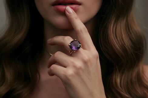14k Gold Rings for Women - Large Amethyst Jewelry Ring in Rose Gold - Fashion Jewelry for Her - Birthdays, Anniversaries, Prom, Wedding - with Fancy Box Included in Kuwait