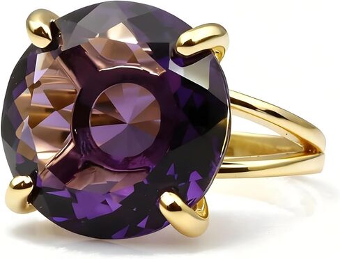 14k Gold Rings for Women - Large Amethyst Jewelry Ring in Rose Gold - Fashion Jewelry for Her - Birthdays, Anniversaries, Prom, Wedding - with Fancy Box Included in Kuwait
