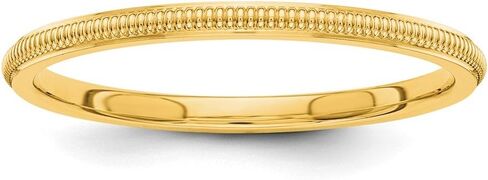 Sonia Jewels Solid 14k Yellow Gold 1.5mm Milgrain Wedding Band in Saudi Arabia