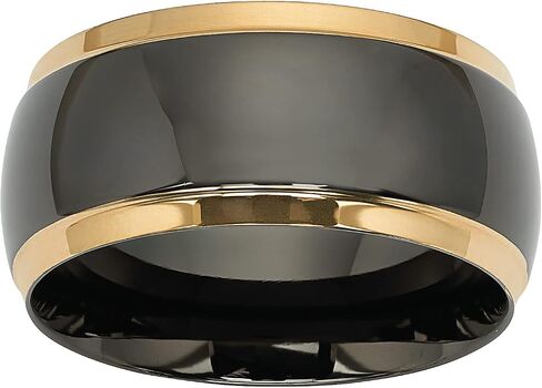Palm Beach Jewelry Stainless Steel Black and Gold Ion Plated Wedding Band Ring in Kuwait