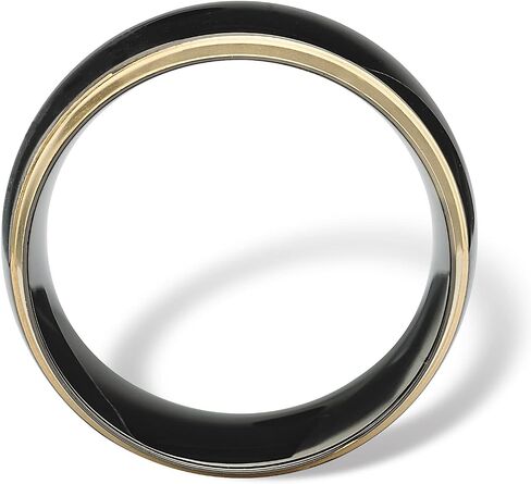 Palm Beach Jewelry Stainless Steel Black and Gold Ion Plated Wedding Band Ring in Kuwait