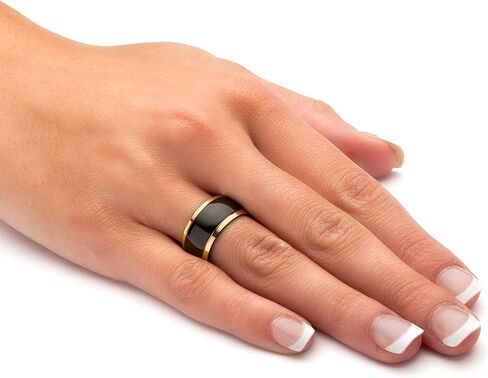 Palm Beach Jewelry Stainless Steel Black and Gold Ion Plated Wedding Band Ring in Kuwait