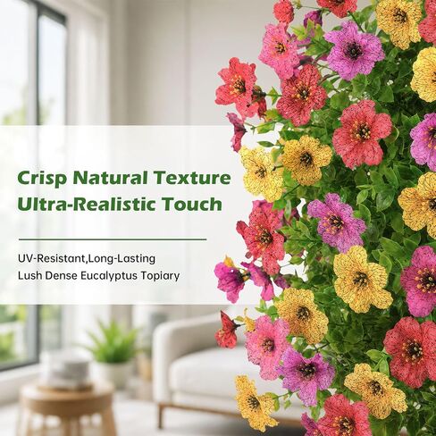 2Pcs 22" Artificial Topiary Ball Flowers for Outdoors Planters, Spring Summer Decoration, UV Resistant Faux Floral Greenery, Fake Shrubs Bushes for Indoor Outdoor Garden Yard Porch Patio Home Decor in Kuwait