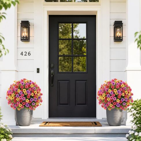 2Pcs 22" Artificial Topiary Ball Flowers for Outdoors Planters, Spring Summer Decoration, UV Resistant Faux Floral Greenery, Fake Shrubs Bushes for Indoor Outdoor Garden Yard Porch Patio Home Decor in Kuwait