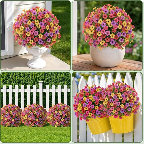 2Pcs 22" Artificial Topiary Ball Flowers for Outdoors Planters, Spring Summer Decoration, UV Resistant Faux Floral Greenery, Fake Shrubs Bushes for Indoor Outdoor Garden Yard Porch Patio Home Decor in Kuwait