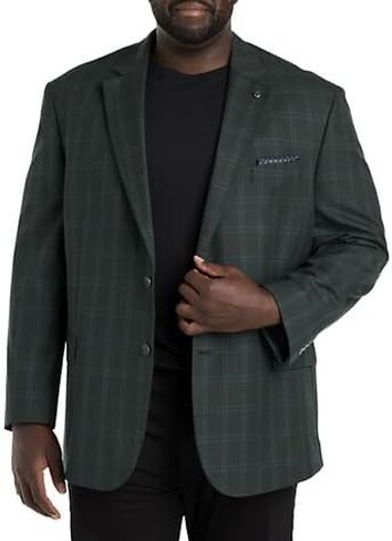 Oak Hill by DXL Men's Big and Tall Windowpane Sport Coat Green in Saudi Arabia