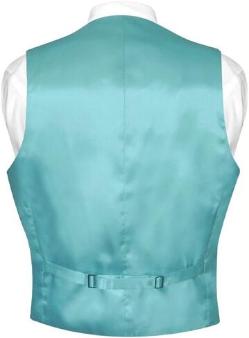 Biagio Men's SILK Dress Vest Bow Tie Solid TURQUOISE AQUA BLUE Color BowTie Set in Kuwait