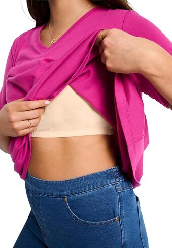 Woman Within Plus Size Built-in Bra V-Neck Short-Sleeve Tee in Kuwait
