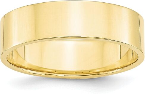 Wedding Bands for Women and Men 10k Yellow Gold Ring - Classic, Flat, Polished Unisex Wedding Band - Lightweight 6mm Solid Anniversary Ring - Timeless Bridal Jewelry in Kuwait