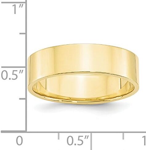 Wedding Bands for Women and Men 10k Yellow Gold Ring - Classic, Flat, Polished Unisex Wedding Band - Lightweight 6mm Solid Anniversary Ring - Timeless Bridal Jewelry in Kuwait