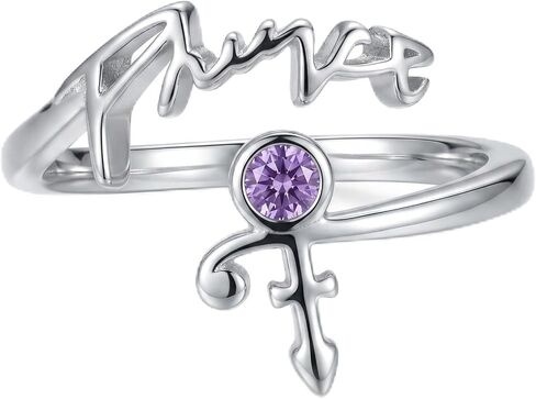 Prince Symbol Ring 18K White Gold Plated Adjustable Prince Symbol Open Ring Vintage Purple Rain Inspired Jewelry Gifts for Women in Saudi Arabia