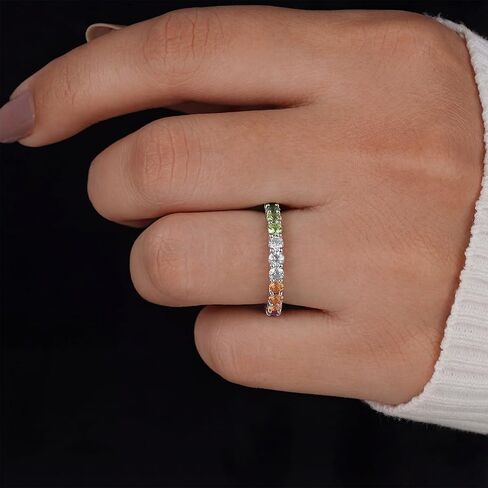 925 Silver Simple Row CZ Diamond Ring Wearable by Both Men and Women Suitable for Daily Date Wear Gifts for Mothers Early Fashion Trends in Kuwait