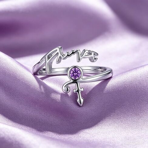 Prince Symbol Ring 18K White Gold Plated Adjustable Prince Symbol Open Ring Vintage Purple Rain Inspired Jewelry Gifts for Women in Saudi Arabia