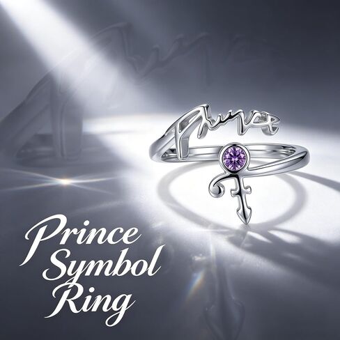 Prince Symbol Ring 18K White Gold Plated Adjustable Prince Symbol Open Ring Vintage Purple Rain Inspired Jewelry Gifts for Women in Saudi Arabia