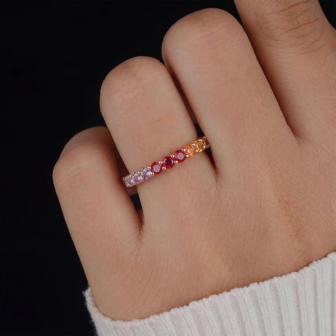 925 Silver Simple Row CZ Diamond Ring Wearable by Both Men and Women Suitable for Daily Date Wear Gifts for Mothers Early Fashion Trends in Kuwait