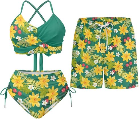 TOADDITDO Matching Swimsuits for Couples Women 2 Piece Bikini Sets Mens Swim Trunks Swimsuit Trendy Aloha Outfits in Saudi Arabia