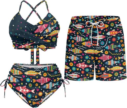 TOADDITDO Matching Swimsuits for Couples Women 2 Piece Bikini Sets Mens Swim Trunks Swimsuit Trendy Aloha Outfits in Saudi Arabia