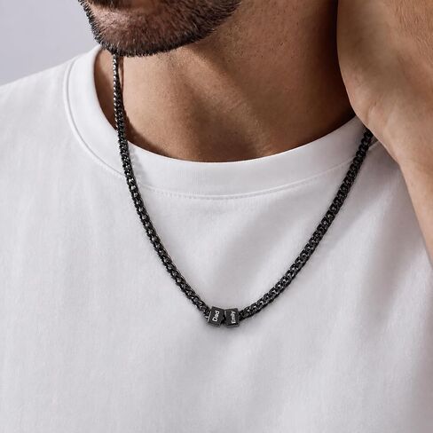 Fathers Day Custom Necklace for Men with Family Names,Personalized 18K Gold Plated 6.5MM Cuban Link Chain Dad Jewelry Gifts for Husband Grandpa in Saudi Arabia