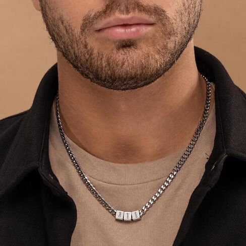 Fathers Day Custom Necklace for Men with Family Names,Personalized 18K Gold Plated 6.5MM Cuban Link Chain Dad Jewelry Gifts for Husband Grandpa in Saudi Arabia