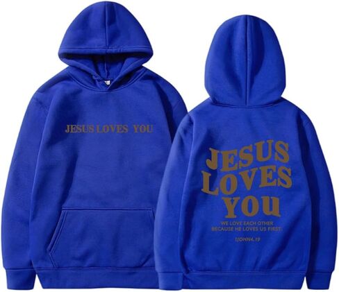 New Jesus Loves You Hoodie Christian Faith Over Fear Hoodie Faith Sweatshirt Christian Religious Sayings Sweater in Saudi Arabia