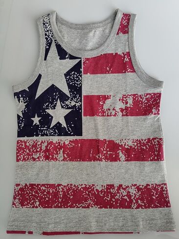 Boys American Flag Tank Top, Sleeveless Crew Neck Distressed USA Flag Graphic Cotton Casual Tank Shirt,for Kids 2-8Y in Kuwait