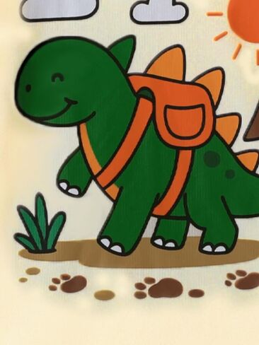 3 Pack Long Sleeve T-Shirts, Cute Dinosaur Adventure Print Casual Crew Neck Graphic Tees for Little Boys 2-7Y in Kuwait
