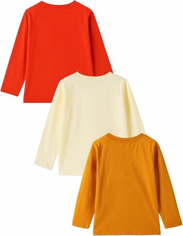 3 Pack Long Sleeve T-Shirts, Cute Dinosaur Adventure Print Casual Crew Neck Graphic Tees for Little Boys 2-7Y in Kuwait
