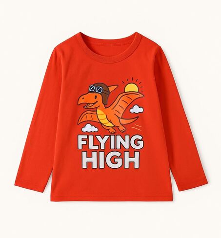 3 Pack Long Sleeve T-Shirts, Cute Dinosaur Adventure Print Casual Crew Neck Graphic Tees for Little Boys 2-7Y in Kuwait