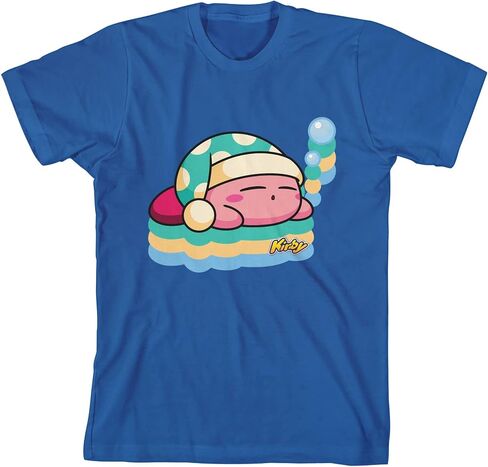 Kirby Main Character Sleeping Boy's Royal Blue T-Shirt-Large in Kuwait