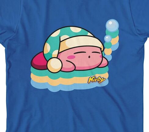 Kirby Main Character Sleeping Boy's Royal Blue T-Shirt-Large in Kuwait