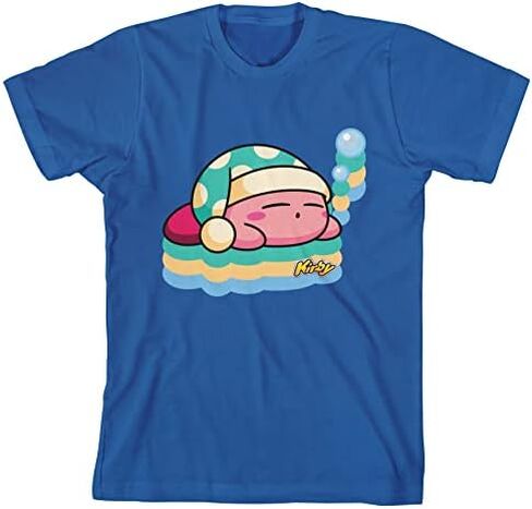 Kirby Main Character Sleeping Boy's Royal Blue T-Shirt-Large in Kuwait