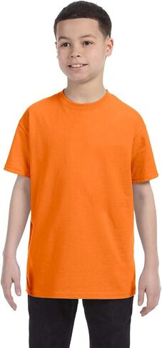 By Gildan Youth 53 Oz T-Shirt - Safety Orange - S - (Style # G500B - Original Label) in Kuwait