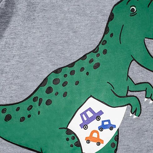Boys' Long-Sleeved Cotton T-Shirt Spring and Autumn Style Dinosaur Print Casual Top 3-8 Years in Kuwait