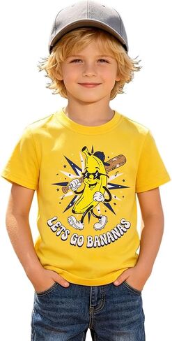 SOFEON Toddler Boy Girl Baseball Shirt Lets Go Banana T-Shirt Kids Baseball Outfit Cute Banana Tees Game Day Short Sleeve Top in Kuwait
