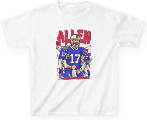 Youth T-Shirt Josh Allen Cartoon Style Buffalo Football Tee Kids Sizes in Saudi Arabia