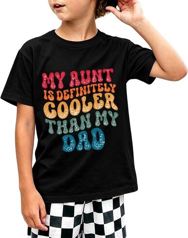 Funny Shirts for Boys My Aunt is Cooler Than Dad Graphic Tees Kids Cotton T Shirts Novelty Gifts Cute Summer Tops in Saudi Arabia