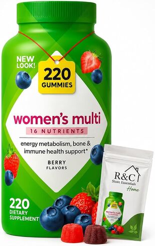 Women's Multivitamins Gummy Vitamins, 220 ct. | Essential Nutrients | Energy Metabolism, Bone & Immune Health Support | Berry Flavors | by R&C Store in Saudi Arabia