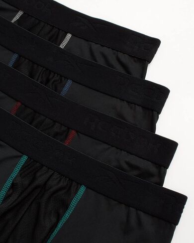 Reebok Men's Boxer Briefs - 4 Pack Soft Performance Boxers for Men with Fly Pouch - Quick Dry Active Mens Underwear Pack S-XL, Size X-Large, Black Contrast in Kuwait
