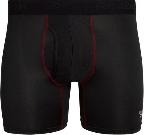 Reebok Men's Boxer Briefs - 4 Pack Soft Performance Boxers for Men with Fly Pouch - Quick Dry Active Mens Underwear Pack S-XL, Size X-Large, Black Contrast in Kuwait