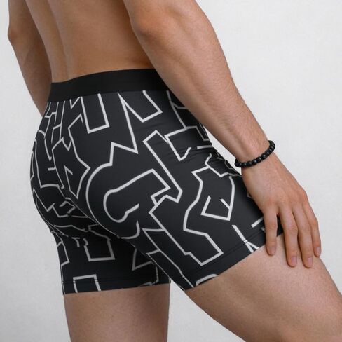 6PCS Mens Boxer Briefs Graphic Letter Print, Street Style Printed Underwear for Men, Fancy Graphic Soft Male Trunk Underwear in Kuwait