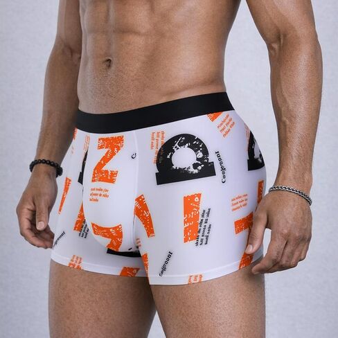 6PCS Mens Boxer Briefs Graphic Letter Print, Street Style Printed Underwear for Men, Fancy Graphic Soft Male Trunk Underwear in Kuwait