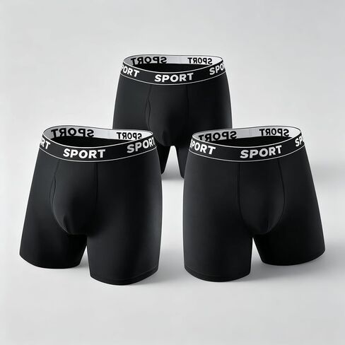 3 Pack Men's Sport Boxer Briefs, Elastic Waist Quick Dry Anti-Chafing Underwear in Kuwait