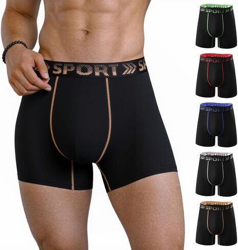 5 Pack Mens Athletic Boxer Briefs, Performance Sport Underwear for Men, Moisture Wicking and Breathable Underwear in Kuwait