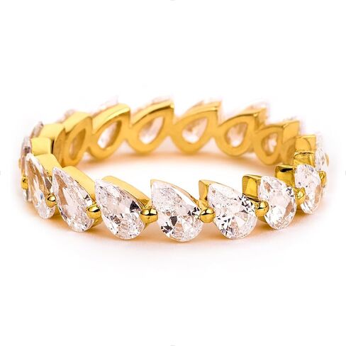 STORYJEWELLERY خاتم الدمعة، عصابات الزفاف للنساء، حلقات زركونيا مكعبة قابلة للتكديس، حلقات فرقة الخلود للنساء، خاتم زفاف مطلي بالذهب، هدايا لها in Kuwait